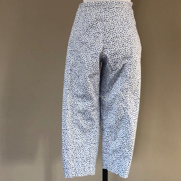 Stretchy Cotton Blue Floral Pedal Pushers Small Side Zipper SPORT - Picture 1 of 12